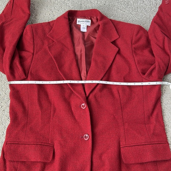 Pendleton Vintage Wool 2 Button Blazer Rich Red Business Jacket Holiday 16 USA - Picture 5 of 10